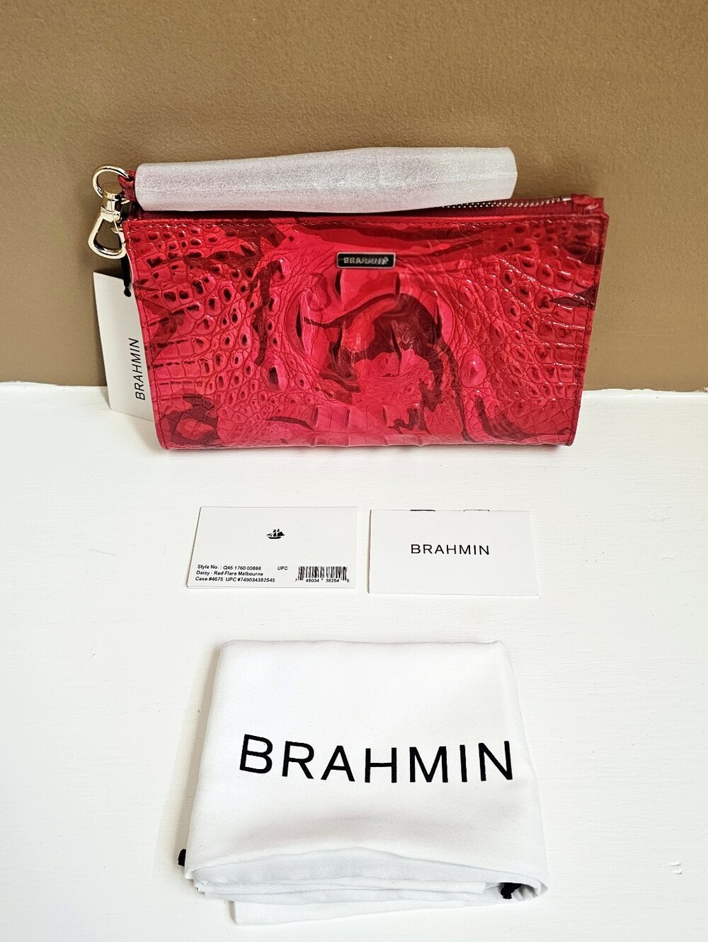 NWT Brahmin RED FLARE Daisy Wristlet/Clutch #HARD TO FIND#